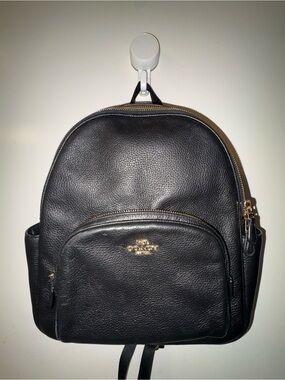 Hermes Black Pebbled Leather Backpack with Gold Hardware